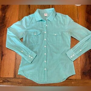 J. Crew Factory 100% Cotton Button Front Perfect Shirt in Pistachio, Size Small